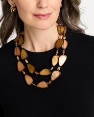 Chico's On Sale - Neutral Double Strand Geo Necklace