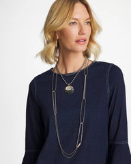 Chico's Long Silver Ball Chain Single Strand
