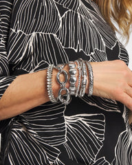 Chico's Sale - Silver Textured Circle Stretch Bracelet