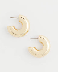 Chico's On Sale - Gold Puff Hoop Earrings