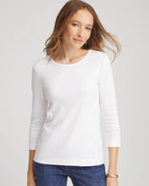Chico's / Pima Cotton Crewneck Button Tee