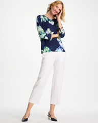 Chico's On Sale - Printed Slub Button Detail Tee