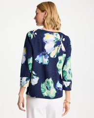 Chico's On Sale - Printed Slub Button Detail Tee