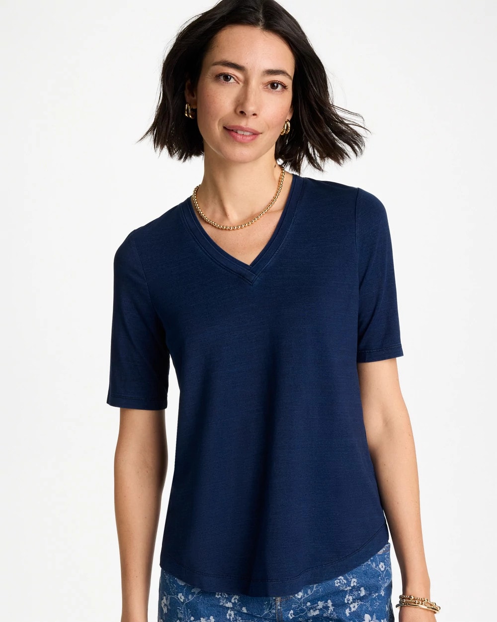 Chico's Discount - Cotton Slub V-Neck Tee