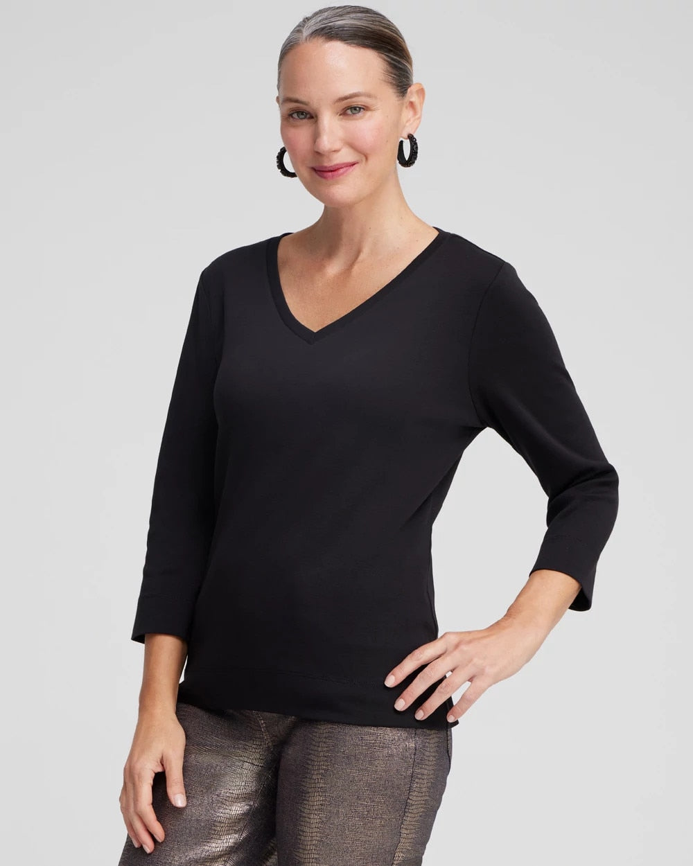 Chico's Online - 3/4 Sleeve V-Neck Tee