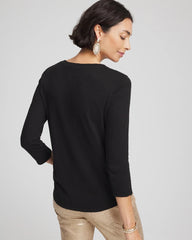 Chico's / Slub 3/4 Sleeve Tee