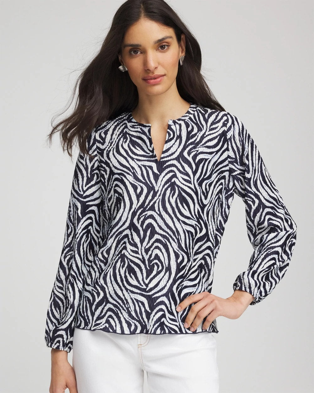 Chico's Outlet - Zebra Waves Crinkle Top