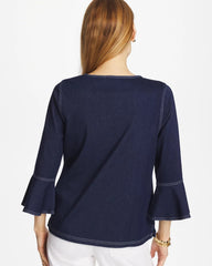 Chico's On Sale - Indigo Denim Trumpet Sleeve Top