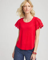 Chico's Sale - Linen Embroidered Lace Tee
