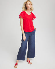 Chico's Sale - Linen Embroidered Lace Tee