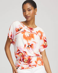 Chico's / Touch of Cool™ Tropical Ruched Banded Hem Top
