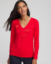 Chico's For Sale - Embellished Heart V-Neck Tee