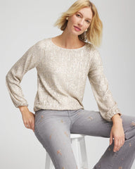 Chico's Discount - Drizzled Sequins Bubble-Hem Top