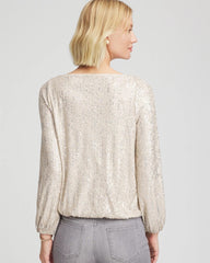 Chico's Discount - Drizzled Sequins Bubble-Hem Top