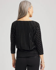 Chico's Sale - Velvet Burnout Stripe Banded-Bottom Top