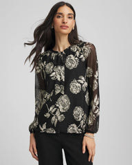 Chico's On Sale - Floral Metallic Bodre Top