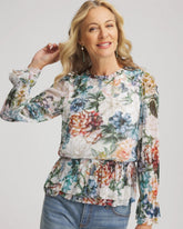 Chico's Outlet - Rose Print Crinkle Top