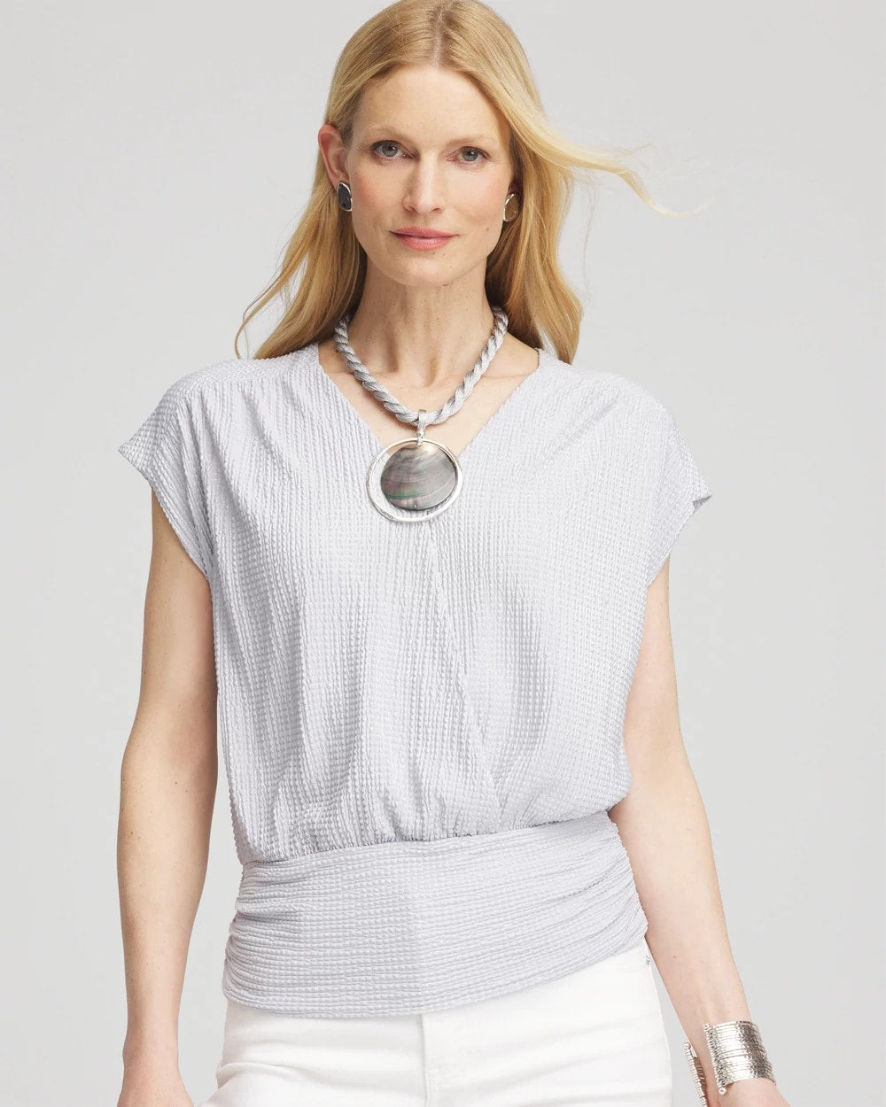 Chico's Discount - Foiled Knit Banded Bottom Top
