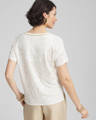 Chico's For Sale - Printed Sweater Trim Linen Tee