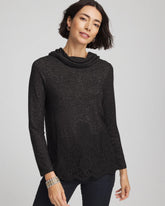 Chico's Discount - Lace Hem Cowlneck Top