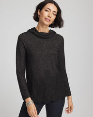 Chico's Discount - Lace Hem Cowlneck Top