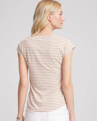 Chico's Sale - Neutral Striped Cap Sleeve Dolman Tee