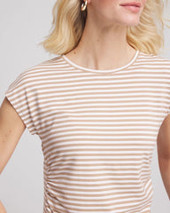 Chico's Sale - Neutral Striped Cap Sleeve Dolman Tee