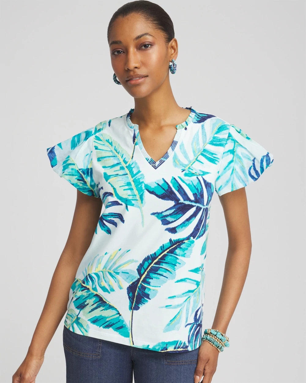Chico's For Sale - Notch Neck Cap Sleeve Tee