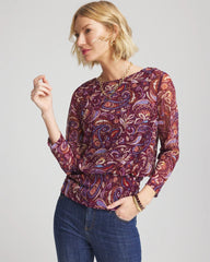 Chico's / Paisley Textured Banded-Hem Top