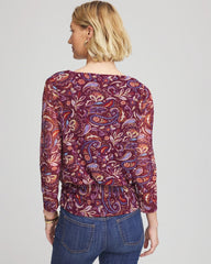 Chico's / Paisley Textured Banded-Hem Top
