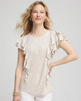 Chico's US - Embroidered Flutter-Sleeve Tee