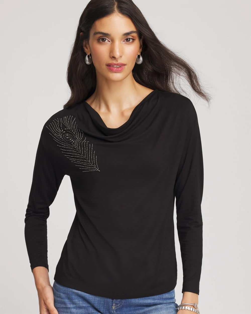 Chico's Sale - Embellished Cowlneck Dolman Tee