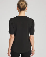 Chico's Discount - Petal-Sleeve Voop Neck Tee
