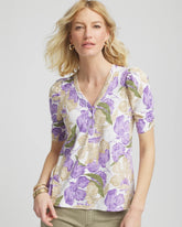 Chico's Sale - Floral Slub Henley Tee