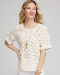 Chico's For Sale - Textured Roll Cuff Tee