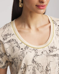 Chico's US - Panther Sweater-Trim Linen Tee