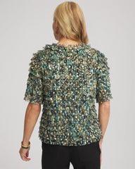 Chico's / Foiled Mesh Ruffle Crop Tee