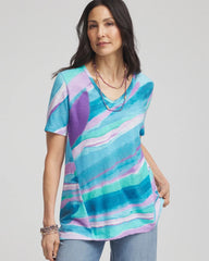 Chico's For Sale - Sea Print Short Sleeve Forward-Seam Tee