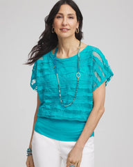 Chico's Online - Embroidered Striped Banded Bottom Top