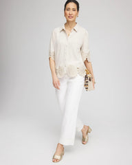 Chico's On Sale - Crochet Trim Linen Shirt