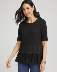 Chico's Outlet - Chevron Sequin Peplum Linen Tee
