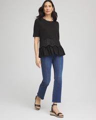 Chico's Outlet - Chevron Sequin Peplum Linen Tee