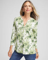 Chico's Sale - Printed Slub Splitneck Henley Tee