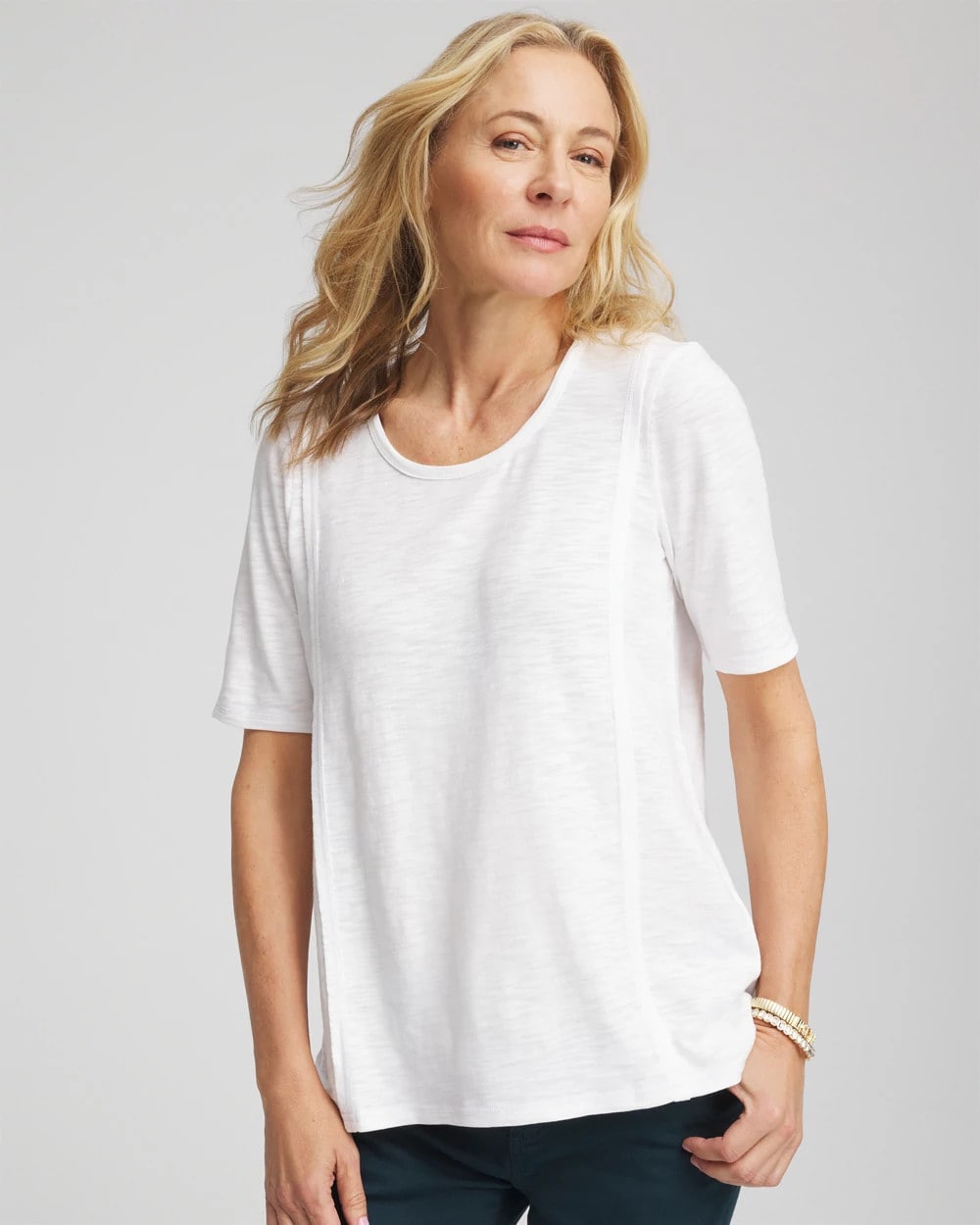 Chico's For Sale - Slub Paneled Elbow Tee