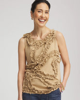 Chico's US - Sleeveless Ruffle-Appliqué Tank Top