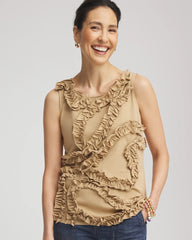 Chico's US - Sleeveless Ruffle-Appliqué Tank Top