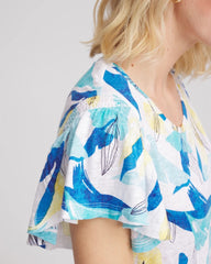 Chico's For Sale - Linen Smocked Flutter-Sleeved Tee