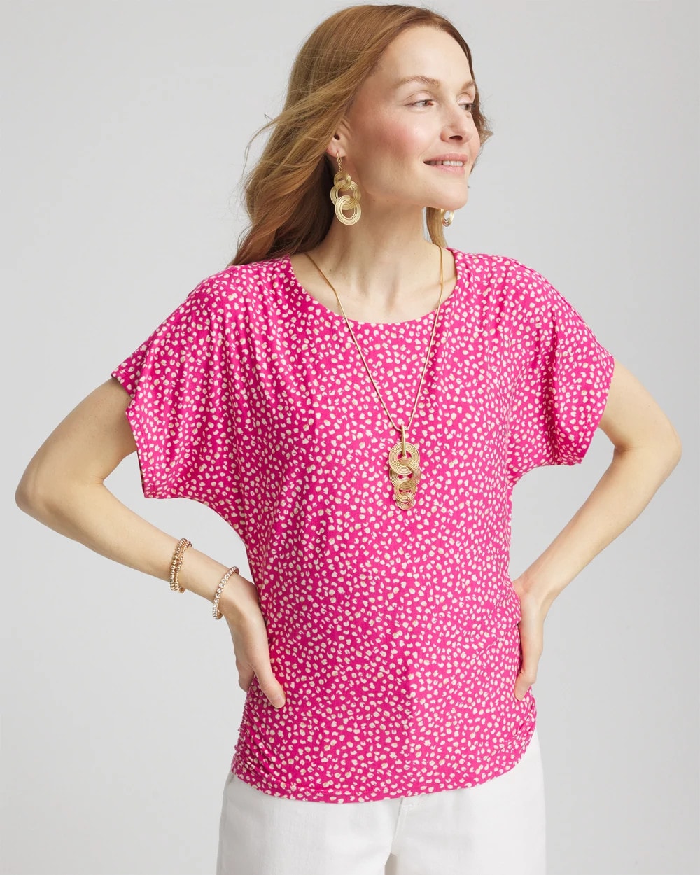 Chico's On Sale - Touch of Cool™ Cheetah Ruched Banded Hem Top