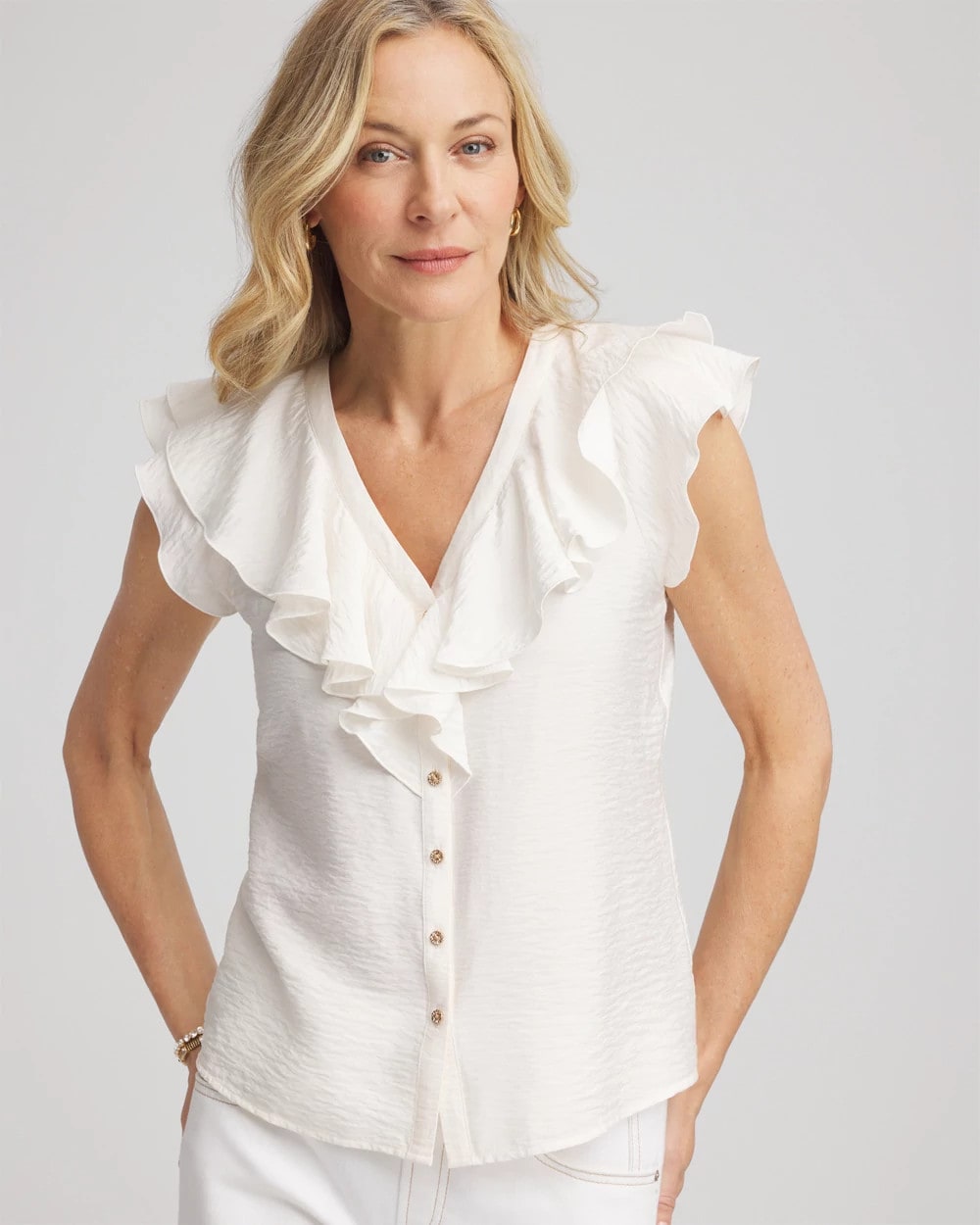 Chico's Online - Crepe Ruffle-Trim Blouse