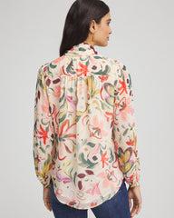Chico's / Floral Jacquard Tie-Front Blouse